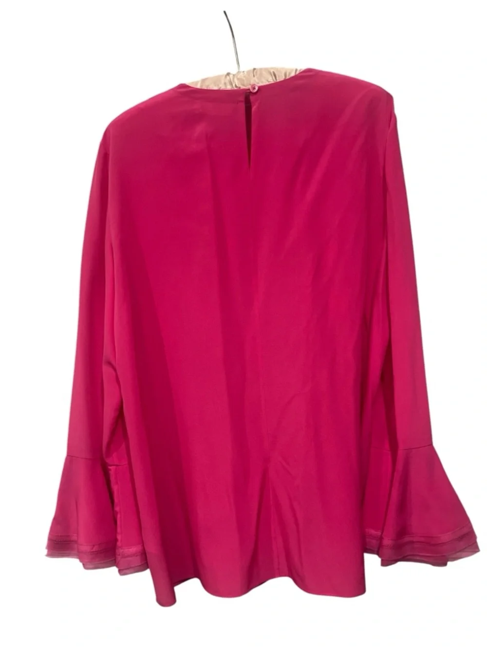 Tory Burch Fuchsia Silk Bell Sleeve Blouse Top Size 14 Luxe Feminine